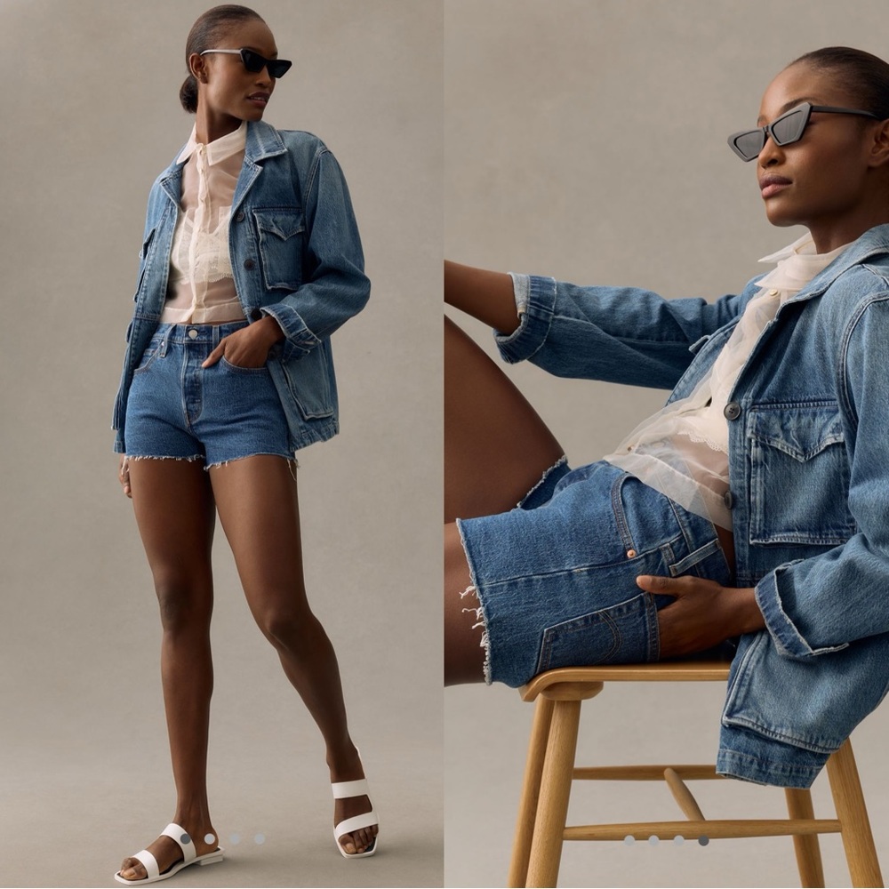 Levi’s 501 Original Denim Dark Wash Cut Off Shorts - Picture 2 of 9